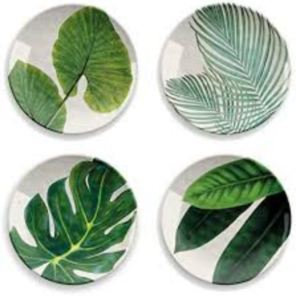 NWOT Epicurean 4 pc green plant plates